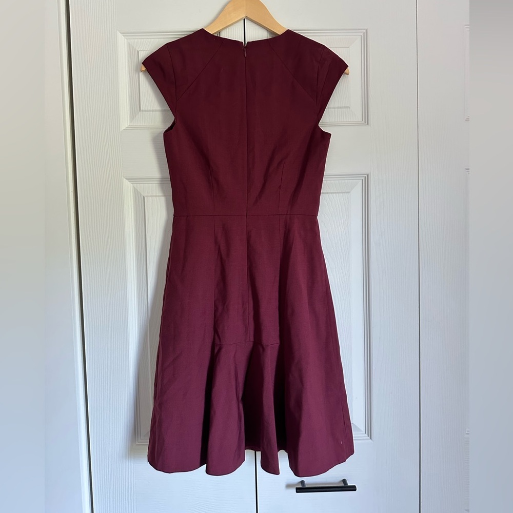 J. Crew Wool Red Mini Fit and Flare Dress with Crew Neck - Picture 3 of 8